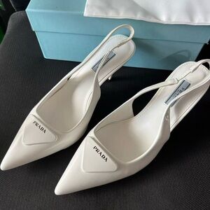 Prada Leather Sandals White